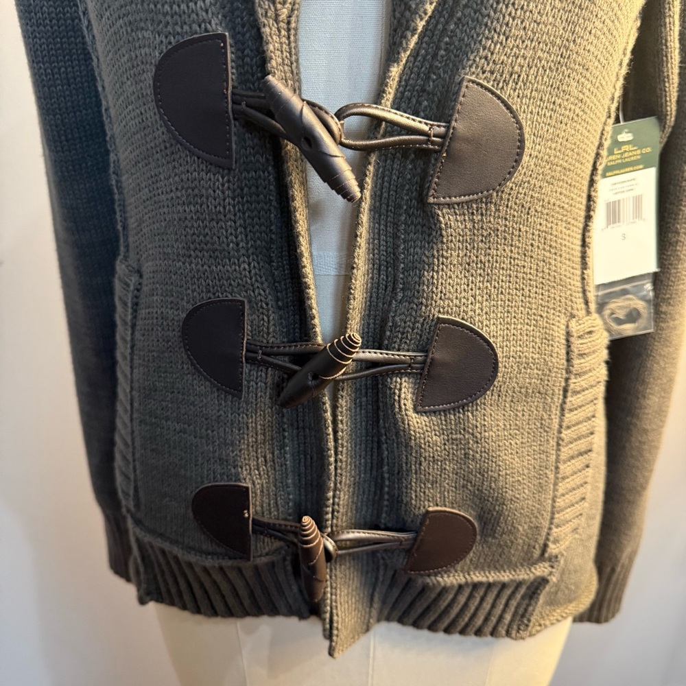 Ralph Lauren Gray/Green Toggle Cardigan, XS - Picture 2 of 16